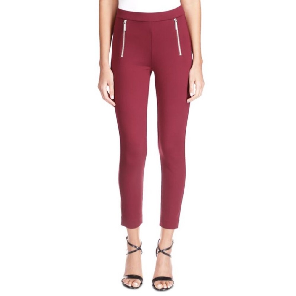 NWT Michael Kors Maroon Trousers with Zipper Accents